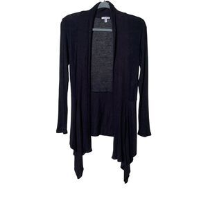 Cache Cardigan Womens M Black Draped Asymmetric Hem Lightweight Lagenlook Preppy